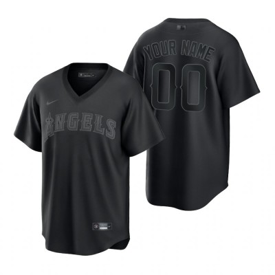 Los Angeles Angels Custom Nike Men's MLB Black Pitch Black Fashion Jersey